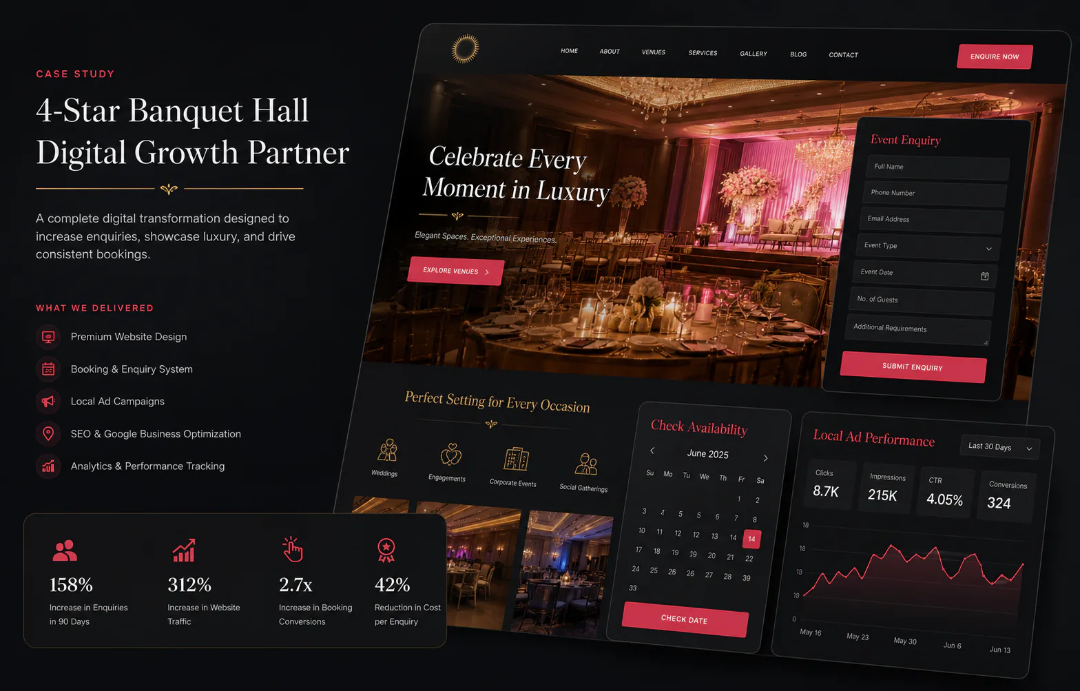 Banquet hall booking campaign mockup